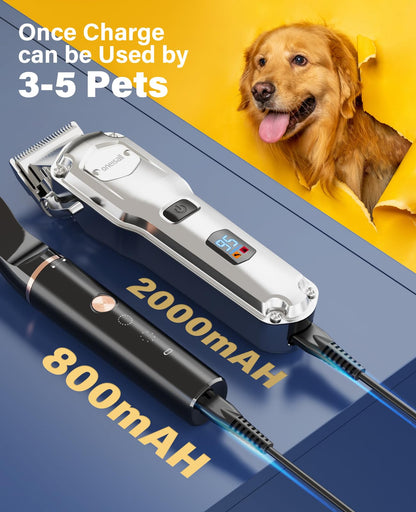 oneisall 3in1 Hundeschermaschine Set für dickes Fell, silber