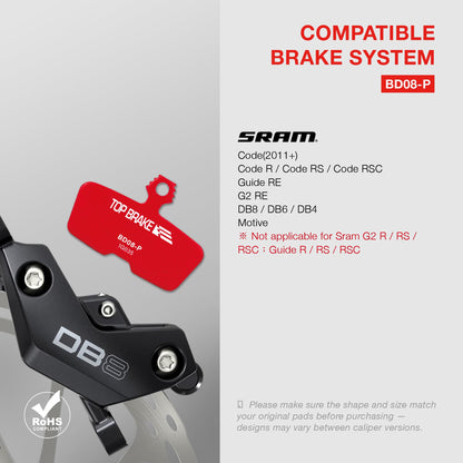 Top Brake Scheibenbremsbeläge BD08-P für SRAM/AVID Code, Guide RE