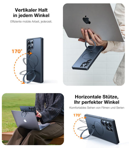 TORRAS Ostand Q3 Spin Hülle für Samsung Galaxy S25 Ultra Schwarz