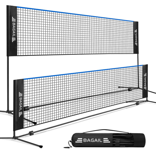 BAGAIL Badmintonnetz, höhenverstellbares Sportnetz mit Tragetasche – Nylonnetz mit beschichteten Eisenpfosten