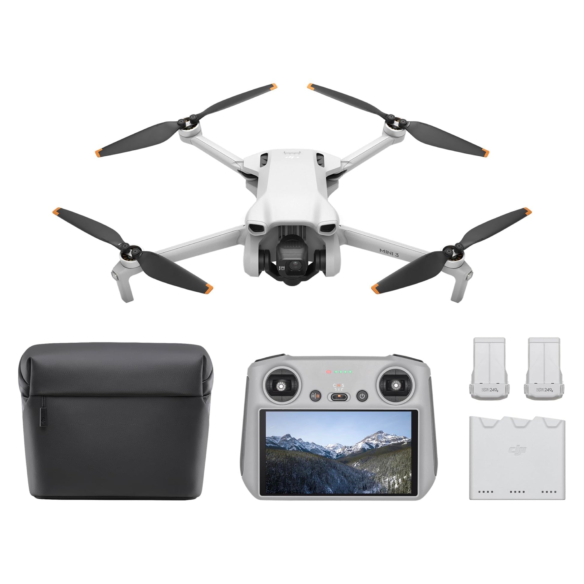 DJI Mini 3 Fly More Combo (DJI RC) – Drohne mit 4K-HDR-Kamera, faltbares Design, 3-Achsen-Gimbal