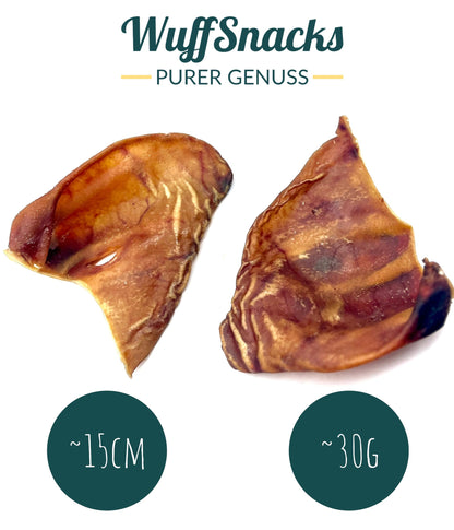 WuffSnacks Getrocknete Schweineohren für Hunde – 50 Stk.