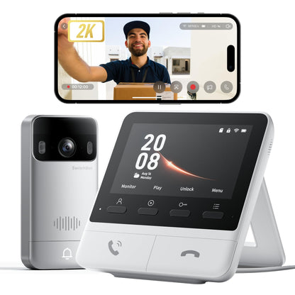 SwitchBot Video-Türklingel 2K mit 4,3-Zoll-Monitor und WLAN – Aussenklingel mit Kamera und Innenmonitor