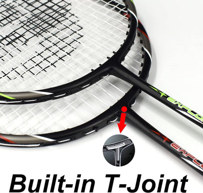 Senston Badmintonschläger Set Graphit, 2 Schläger mit Federbällen