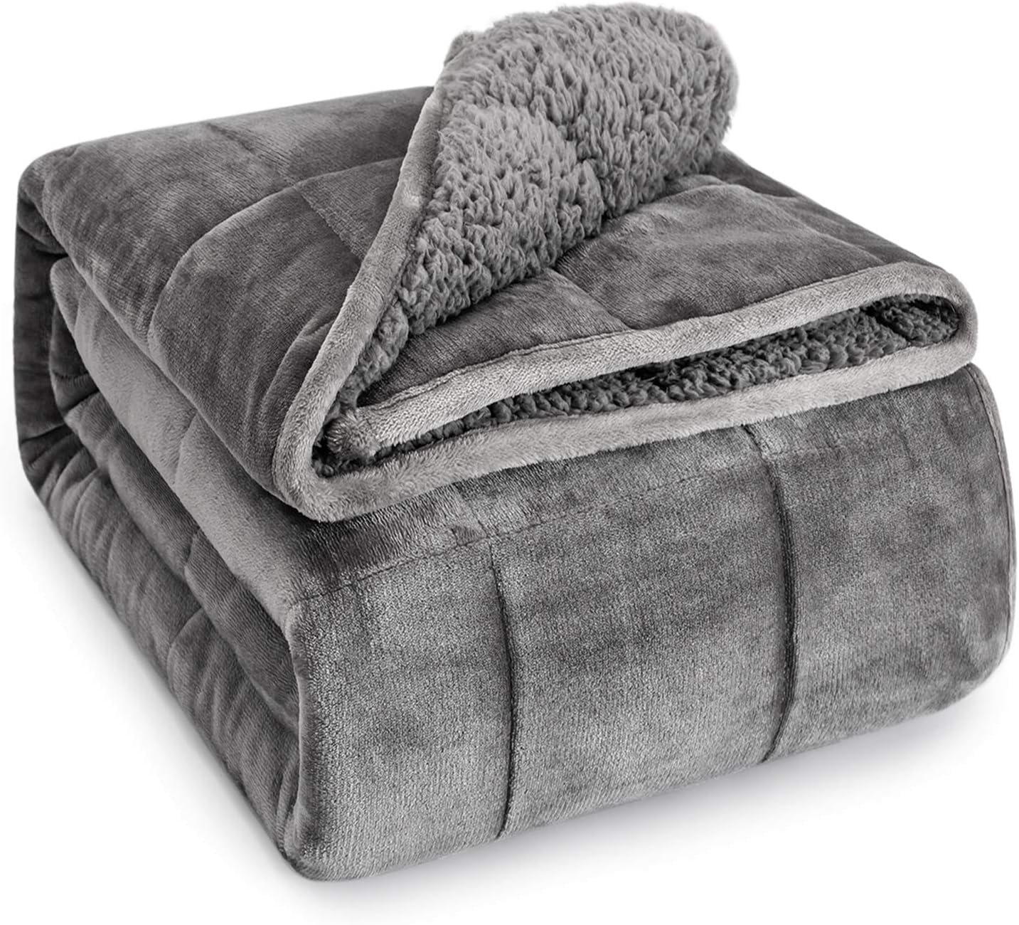 Sivio Sherpa Fleece Gewichtsdecke - 7kg Grau 120x180cm. Bietet Tiefendruckstimulation zur Entspannung und Schlaf.