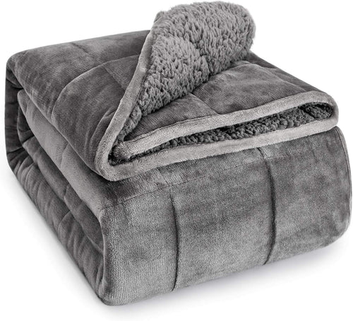 Sivio Sherpa Fleece Gewichtsdecke - 7kg Grau 120x180cm. Bietet Tiefendruckstimulation zur Entspannung und Schlaf.