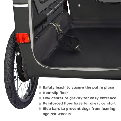 Doggyhut S-Line XL Hundeanhänger Buggy gefedert - Grau/Schwarz