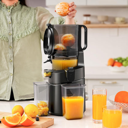AMZCHEF Slow Juicer Entsafter, Obst & Gemüse – Schwarz