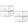 Vtopmart Aufbewahrungsschubladen 4er-Set, stapelbar, transparent, Organizer mit Griffen
