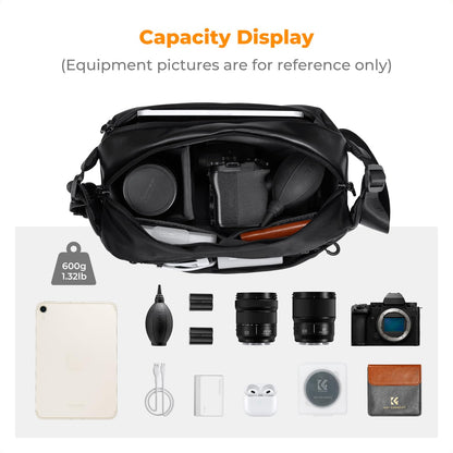 K&F CONCEPT Kameratasche Schultertasche 7L wasserdicht, schwarz