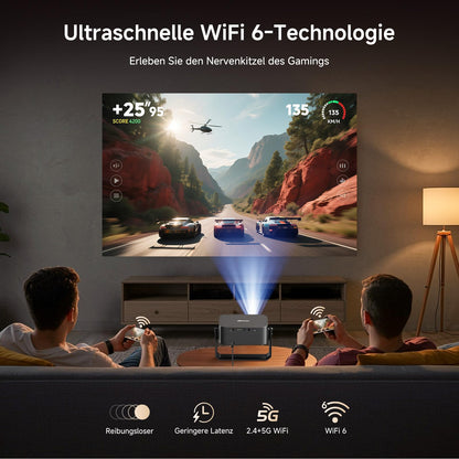 4K Smart Beamer mit Autofokus & Schwenkfunktion – Heimkino