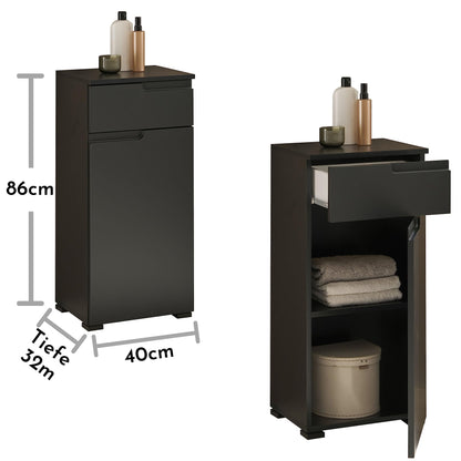 SPICE Badezimmer Kommode Badschrank Schwarz matt mit viel Stauraum