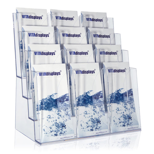 Taymar Tribüne Tischprospektständer, A4-A6, 4 Etagen, transparent