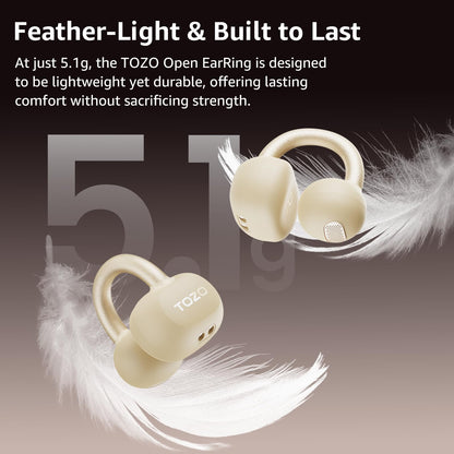 TOZO OpenEarRing Open-Ear-Kopfhörer, Bluetooth 5.4, Clip-On, Khaki