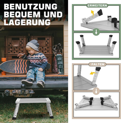 XARILK Aluminium Klapptritt Trittstufe - 3-stufig, Grau