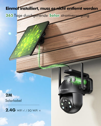 YESYAMO 2K Überwachungskamera Aussen WLAN Solar PTZ - 2er Set