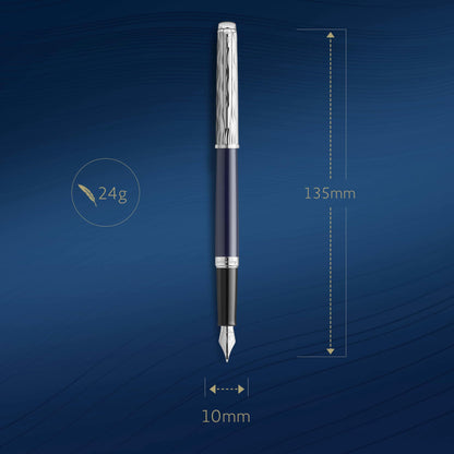 Waterman Hémisphère Füllfederhalter Metall Blau – Ziseliert M-Feder