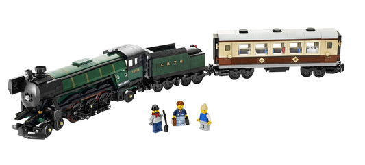 LEGO Creator Expert Smaragdexpress Eisenbahnset 10194: Grüner Dampflok, Tender und Passagierwagen aus LEGO Steinen zum Bau eines detaillierten Eisenbahnmodells.