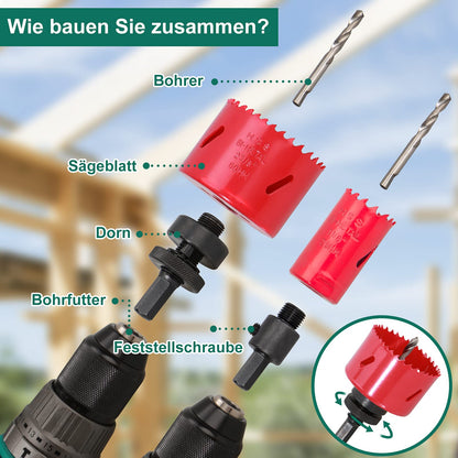 HYCHIKA Bimetall Lochsäge Set 17-tlg, Ø 19–68 mm, 40 mm Schnitttiefe