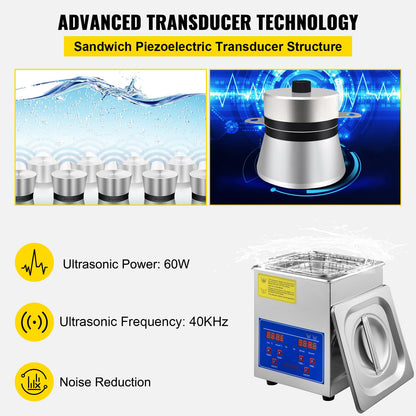 Vevor Ultraschallreiniger 2L Edelstahl mit Heizung und Digital-Timer