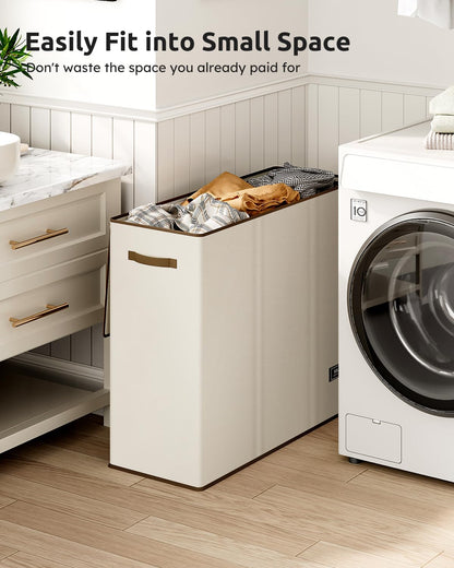 SOLEDI Wäschekorb 180 L mit Deckel, Wäschesortierer 3 Fächer, XXL