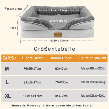 Nepfaivy Orthopädisches Hundebett für grosse Hunde 111x80x17cm