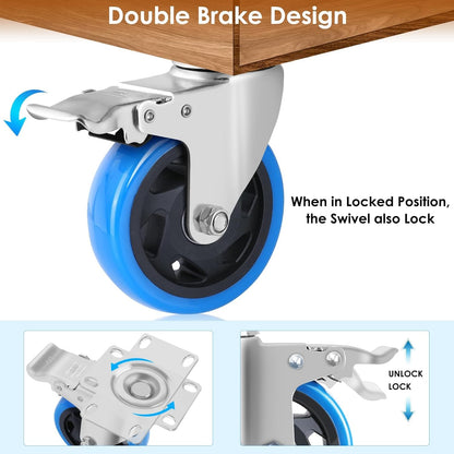 Schwerlast Lenkrollen-Set mit Bremse 100mm - 600kg, 8 Stk.