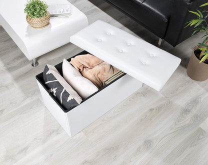 infactory 4er-Set Faltbare Sitz-Truhen 80L Stauraum weiss