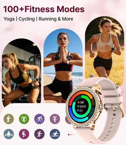 LIGE Smartwatch Damen BW1845D-A, Rosegold Edelstahl, Bluetooth-Anrufe