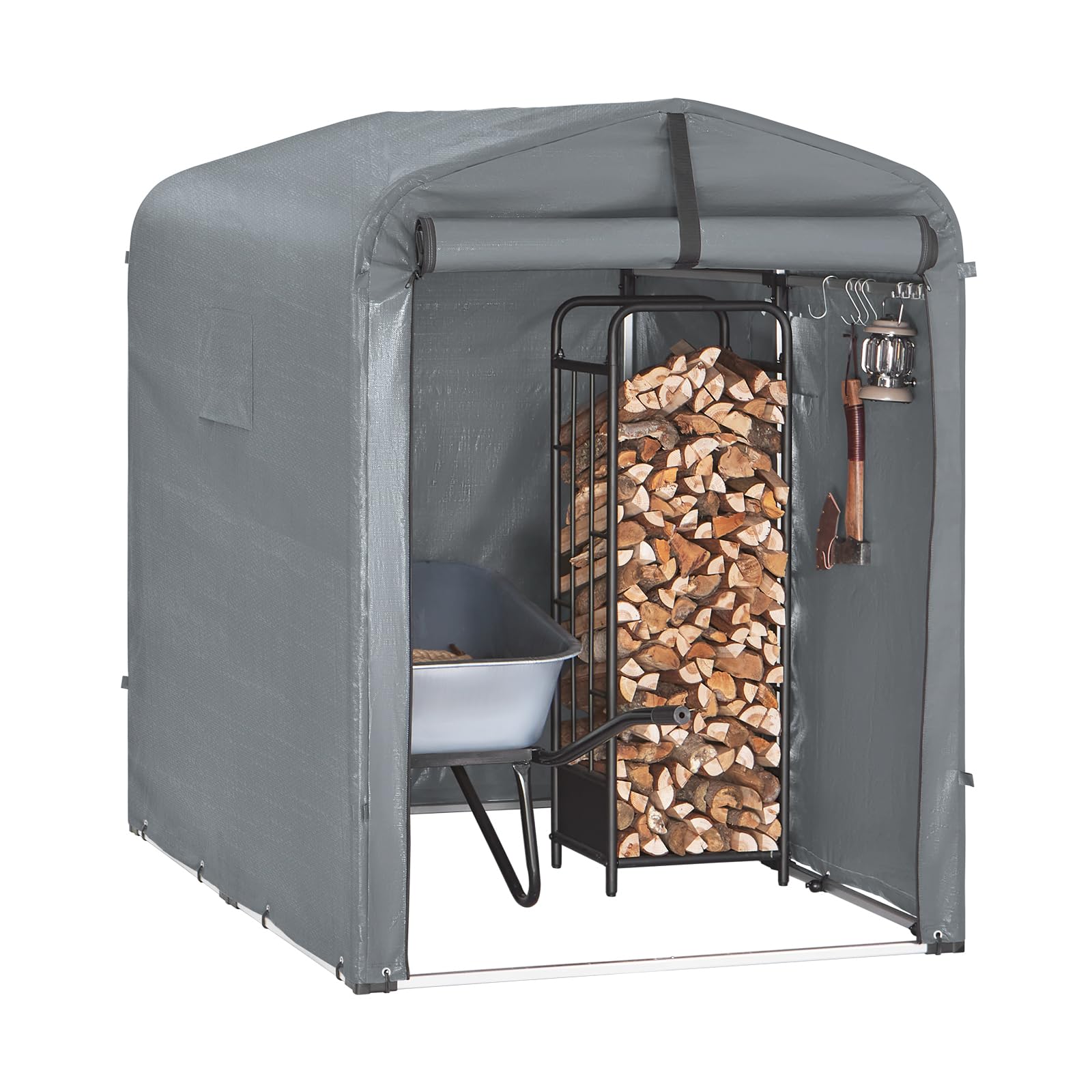SoBuy KLS11-DG Fahrradgarage Geräteschuppen wetterfest - Grau: Grauer, kompakter Schuppen zum wettergeschützten Lagern von Fahrrädern und Gartengeräten.
