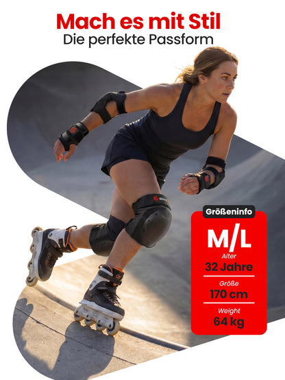SKATEWIZ Shield Schoner Set Inliner Erwachsene Schwarz Grösse M/L