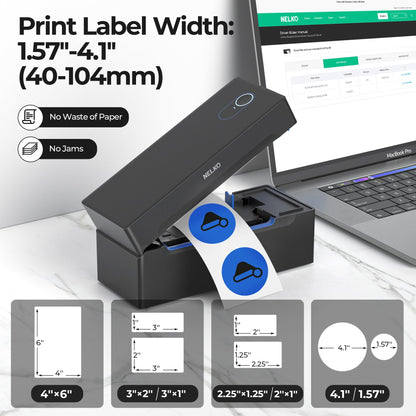 Nelko Bluetooth Versandetikettendrucker – Thermodrucker 4x6 Schwarz