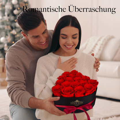 QHHENTOO Infinity Rosen Herzbox, 17 konservierte Rosen in Rot