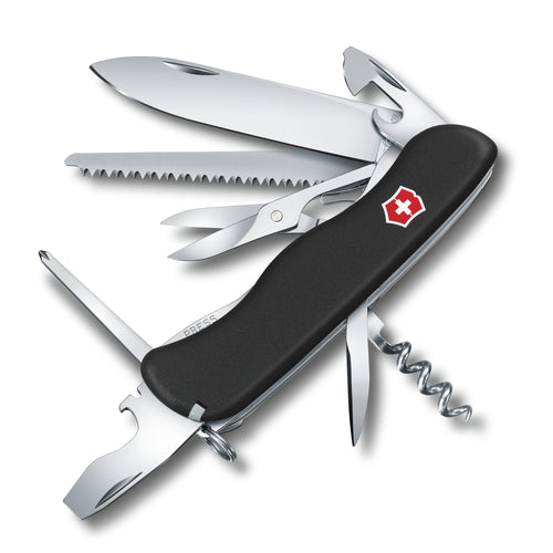 VICTORINOX Outrider Schweizer Taschenmesser mit Feststellklinge – Schwarz