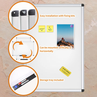 VIZ-PRO Magnetisches Whiteboard 120 x 90 cm, trocken abwischbar