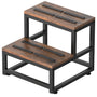 LIANTRAL Tritthocker 2 Stufen Holz 220 kg belastbar Retro Braun mit schwarzem Metallrahmen