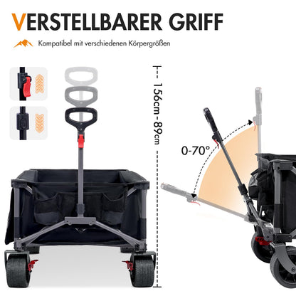 Portal Bollerwagen faltbar XXXL – 600L Volumen, 180kg Last