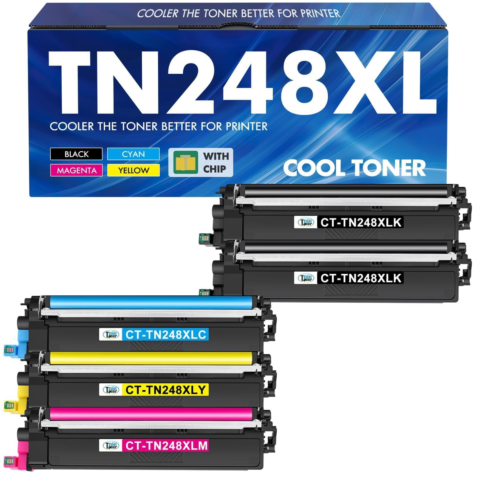 Kompatibel für Brother TN248XL TN248 Toner – 5er-Pack: Fünf schwarze Tonerkartuschen für Laserdruck.