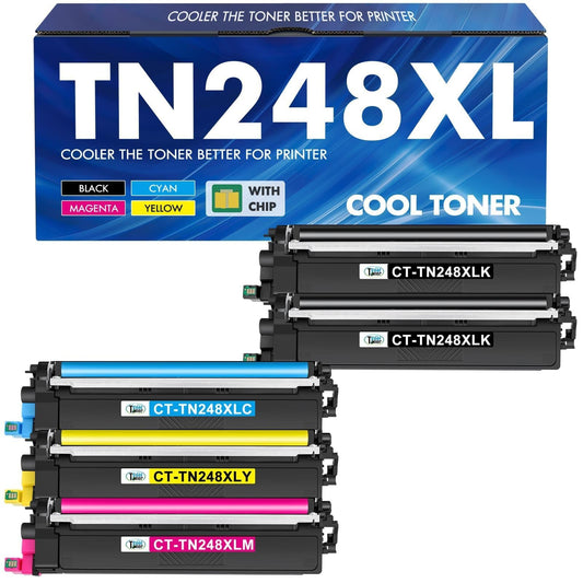 Kompatibel für Brother TN248XL TN248 Toner – 5er-Pack: Fünf schwarze Tonerkartuschen für Laserdruck.