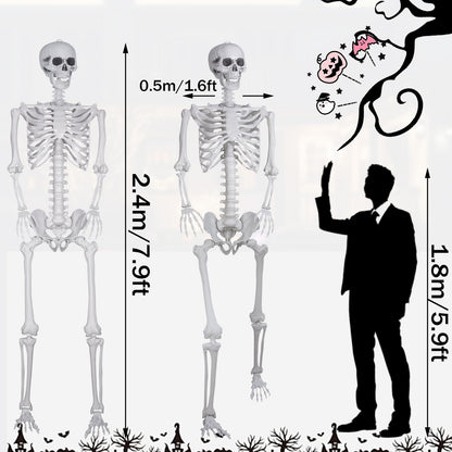 Halloween Plastikskelett Ganzkörper – Bewegliche Gelenke 240cm
