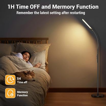 YICAIZI LED Stehlampe dimmbar mit Fernbedienung, 1200 Lumen, schwarz