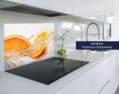 timalo Küchenrückwand Acryl Glas – Orangen im Wasser 80x60cm
