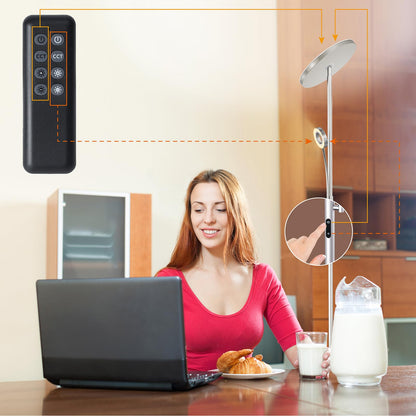 Modlicht LED Stehlampe Dimmbar Deckenfluter Leselampe Silber