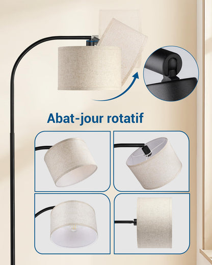 EDISHINE Bogenlampe Stehleuchte - 161cm Schwarz Beige