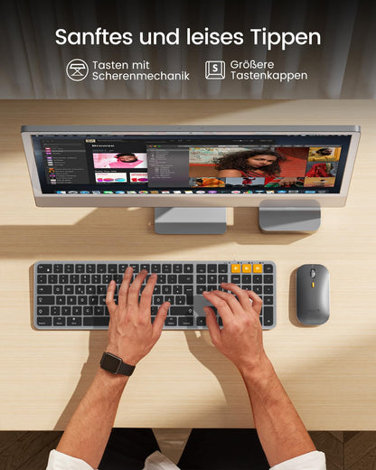 ProtoArc KM100-A Tastatur Maus Set - Beleuchtet QWERTZ Mac Schwarz