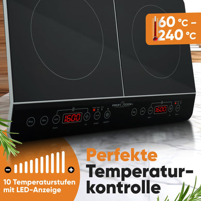 ProfiCook PC-DKI 1067 Doppel-Induktionskochplatte, 2 Platten, 3500 W