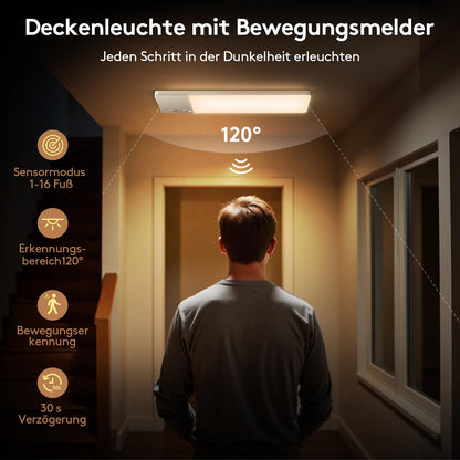 SNADER LED Deckenleuchte mit Bewegungsmelder, Akku und Fernbedienung