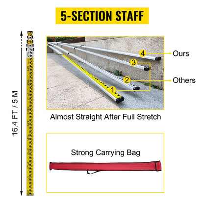 VEVOR Professional 360 Grad Rotationslaser 500m Rot Set