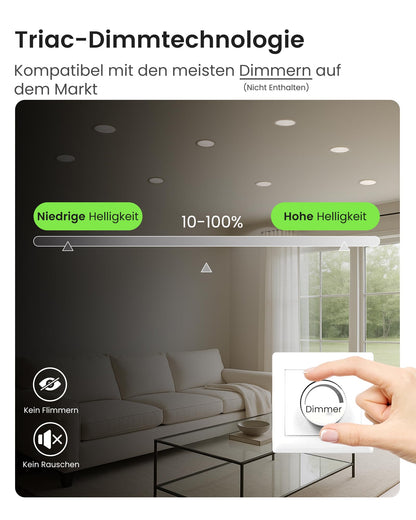 ALUSSO LED Einbaustrahler 4W dimmbar 3 Farbtemperaturen IP44 12er Set