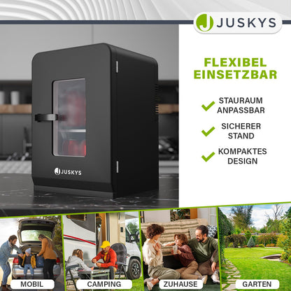 Juskys 2in1 Mini Kühlschrank Minibar 15L Schwarz - Heizfunktion